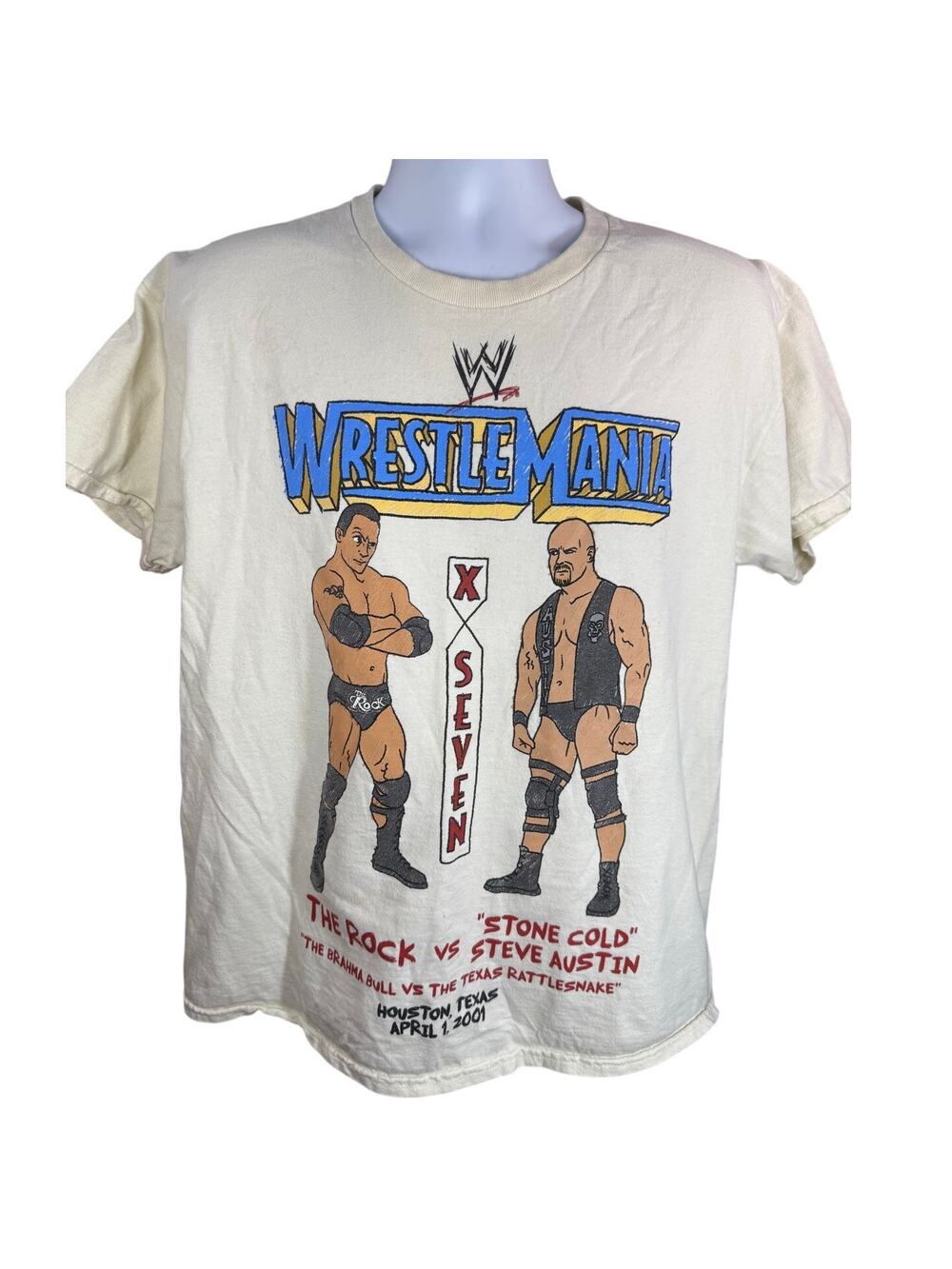 Vintage WrestleMania X-Seven Shirt The Rock vs Stone Cold Steve Austin Large